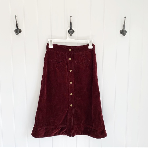 Anthro Holding Horses Button Front Cord Skirt - Picture 2 of 6